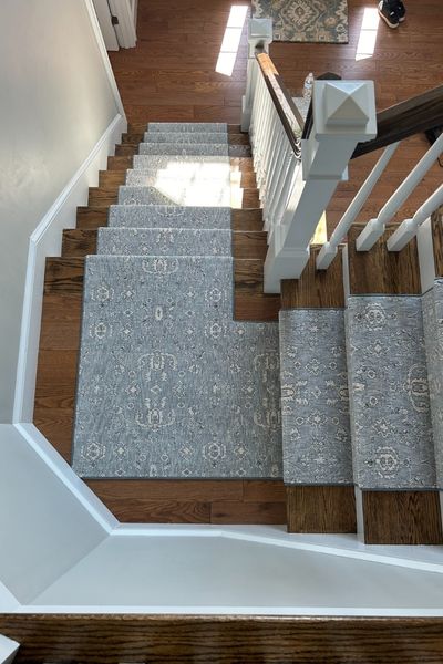 stair runner installation in franklin ma with hardwood stairs